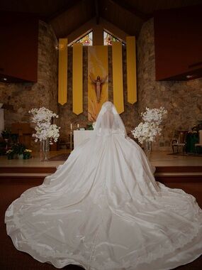 Jimmy Choo Ivory Bridal Ball Gown with Cathedral Train